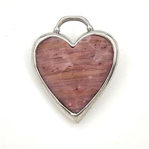 Pink Wood Lace Jasper Heart Pendant Faceted, approx 20mm [GM27344]