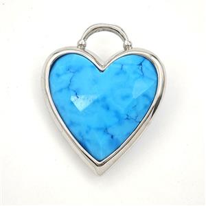 Blue Dye Howlite Turquoise Heart Pendant Faceted, approx 20mm [GM27346]