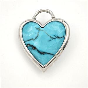 Green Dye Howlite Turquoise Heart Pendant Faceted, approx 20mm [GM27347]
