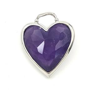 Purple Amethyst Heart Pendant Faceted, approx 20mm [GM27352]
