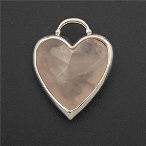 Pink Rose Quartz Heart Pendant Faceted, approx 20mm [GM27354]