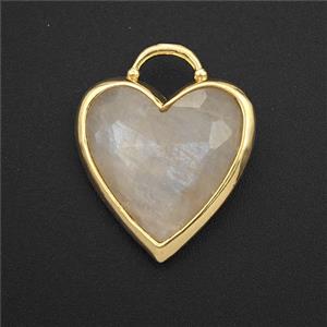 White Moonstone Heart Pendant Faceted, approx 20mm [GM27356]