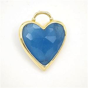 Skyblue Dye Jade Heart Pendant Faceted, approx 20mm [GM27359]