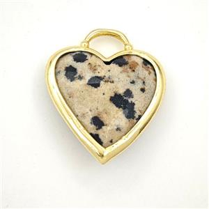 Black Dalmatian Jasper Heart Pendant Faceted, approx 20mm [GM27362]