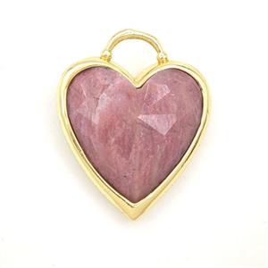 Pink Wood Lace Jasper Heart Pendant Faceted, approx 20mm [GM27363]
