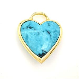 Green Dye Howlite Turquoise Heart Pendant Faceted, approx 20mm [GM27365]