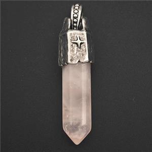 Pink Rose Quartz Prism Pendant, approx 8-40mm [GM27378]