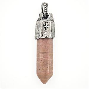Pink Wood Lace Jasper Prism Pendant, approx 8-40mm [GM27384]