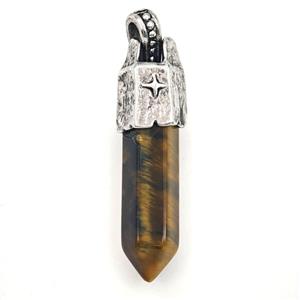 Tiger Eye Stone Prism Pendant, approx 8-40mm [GM27387]