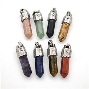 Natural Gemstone Prism Pendant Mixed, approx 8-40mm [GM27390]