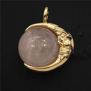 Pink Rose Quartz Round Ball Pendant, approx 16mm [GM27392]