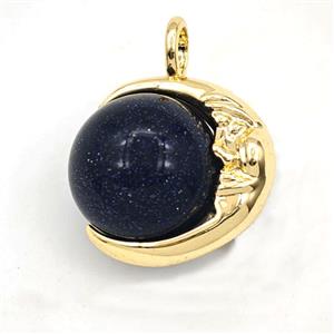 Blue Sandstone Round Ball Pendant, approx 16mm [GM27396]