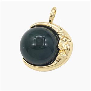 Green Moss Agate Round Ball Pendant, approx 16mm [GM27399]