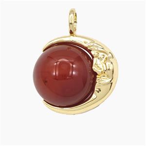 Red Dye Agate Round Ball Pendant, approx 16mm [GM27400]