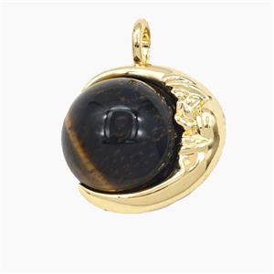 Tiger Eye stone Round Ball Pendant, approx 16mm [GM27403]