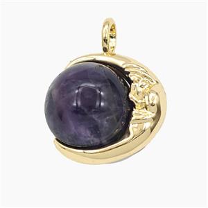 Purple Amethyst Round Ball Pendant, approx 16mm [GM27404]