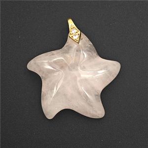Pink Rose Quartz Starfish Pendant, approx 25mm [GM27407]