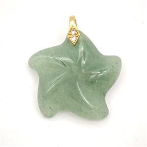 Green Strawberry Quartz Starfish Pendant, approx 25mm [GM27409]