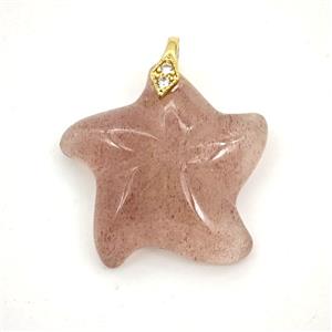 Pink Strawberry Quartz Starfish Pendant, approx 25mm [GM27410]