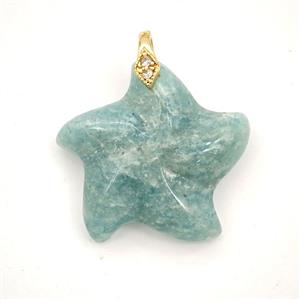 Green Amazonite Starfish Pendant, approx 25mm [GM27411]