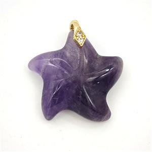 Purple Amethyst Starfish Pendant, approx 25mm [GM27414]