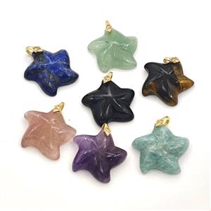 Natural Gemstone Starfish Pendant Mixed, approx 25mm [GM27415]