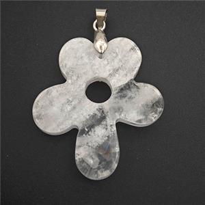 Clear Quartz Flower Pendant, approx 30-35mm [GM27416]