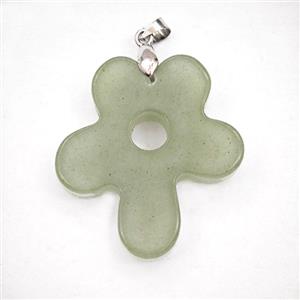 Green Aventurine Flower Pendant, approx 30-35mm [GM27419]