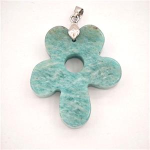 Green Amazonite Flower Pendant, approx 30-35mm [GM27420]