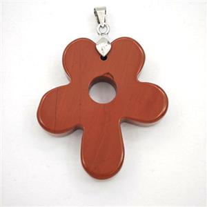 Red Jasper Flower Pendant, approx 30-35mm [GM27421]