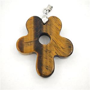 Tiger Eye Stone Flower Pendant, approx 30-35mm [GM27422]