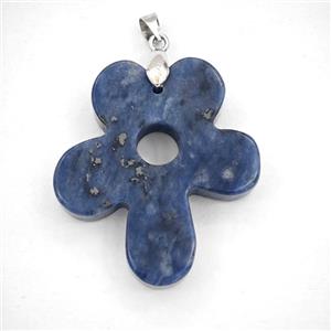 Blue Sodalite Flower Pendant, approx 30-35mm [GM27423]