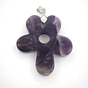 Purple Amethyst Flower Pendant, approx 30-35mm [GM27424]