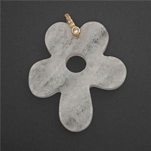 Clear Quartz Flower Pendant, approx 30-35mm [GM27426]