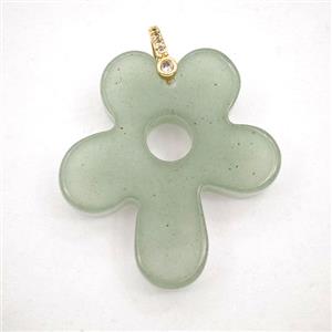 Green Aventurine Flower Pendant, approx 30-35mm [GM27429]