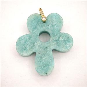 Green Amazonite Flower Pendant, approx 30-35mm [GM27430]
