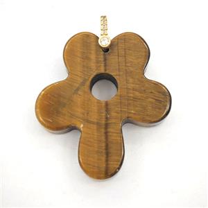Tiger Eye Stone Flower Pendant, approx 30-35mm [GM27432]