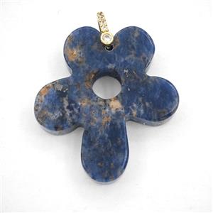 Blue Sodalite Flower Pendant, approx 30-35mm [GM27433]