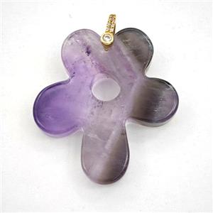 Purple Amethyst Flower Pendant, approx 30-35mm [GM27434]