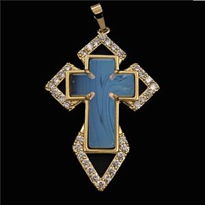 Copper Cross Pendant Pave Zirconia Opalite Gold Plated, approx 33-57mm [GM27438]