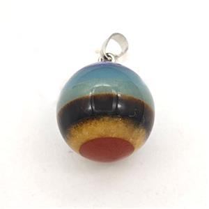 Multi Gemstone Chakra Round Ball Pendant Sphere, approx 20mm [GM27445]
