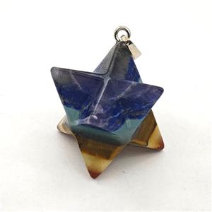 Multi Gemstone Chakra 3D-Star Pendant, approx 20-35mm [GM27448]