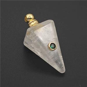 Clear Quartz Pendulum Pendant Pave Zirconia, approx 14-35mm [GM27449]