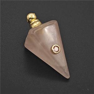 Pink Rose Quartz Pendulum Pendant Pave Zirconia, approx 14-35mm [GM27450]