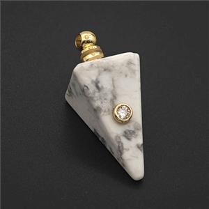 White Howlite Turquoise Pendulum Pendant Pave Zirconia, approx 14-35mm [GM27452]