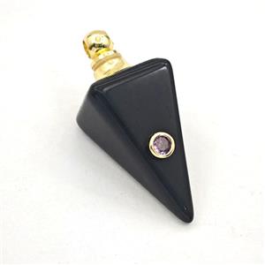 Black Obsidian Pendulum Pendant Pave Zirconia, approx 14-35mm [GM27453]