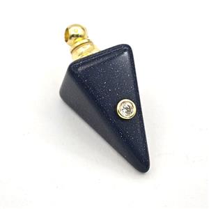 Blue Sandstone Pendulum Pendant Pave Zirconia, approx 14-35mm [GM27455]