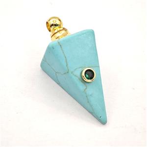 Green Dye Howlite Turquoise Pendulum Pendant Pave Zirconia, approx 14-35mm [GM27456]