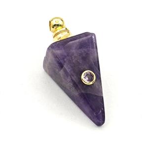Purple Amethyst Pendulum Pendant Pave Zirconia, approx 14-35mm [GM27459]