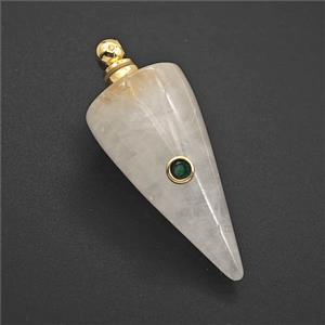 Clear Quartz Pendulum Pendant Pave Zirconia, approx 16-40mm [GM27461]